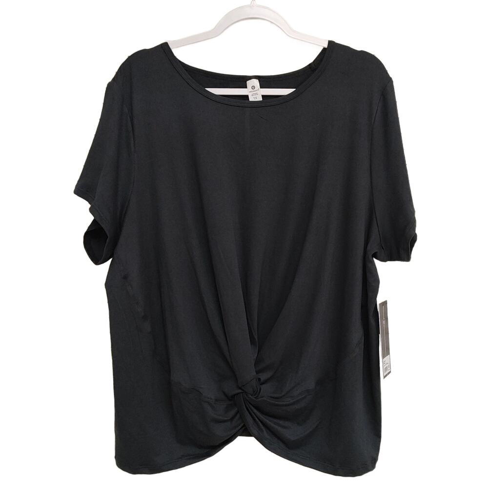 NWT Velocity "Kelly" Super Soft Front-Twist Top– Black – Plus Size 1X